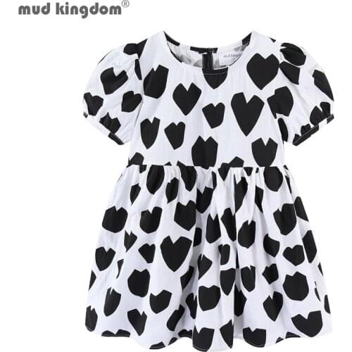 Mudkingdom Cinch Waist Dresses for Girls Puff Sleeve Toddler Dress Girl Polka-Dot Clothes Children Summer Clothing Plaid Party