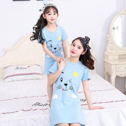 Mom Daughter Dress Girls Sleepwear Kids Pajamas Family Matching Mommy And Me Dresses Women Nightwear Mother Daughter Nightgowns