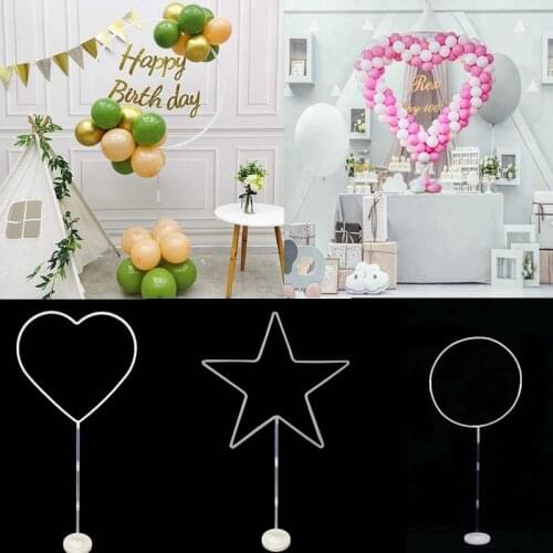 1set Balloon Stand Holder Round Circle Heart shaped Balloon Arch Frame Stand Kit Wedding Birthday Baby Shower Party Decorations
