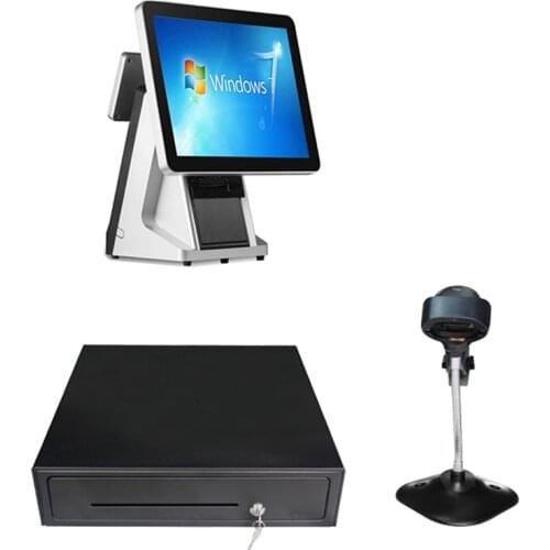 POS System with 58mm priner VFD for retailers All In One POS Machine 15inch touch screen POS terminal
