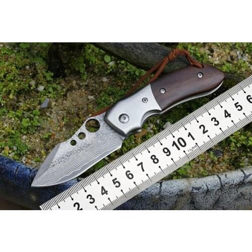 VG10 Damascus Steel Folding Knife Jungle Lifesaving Knife Outdoor Hunting Fruit Knife Practical Sharp Portable EDC Gift Knife