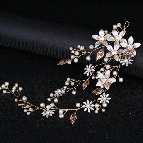 Bridal Hair Accessories Tiara Wedding Hair Flower Women Headband Pearl Rhinestone Bride Headpiece Baroque Wedding Hair Jewelry