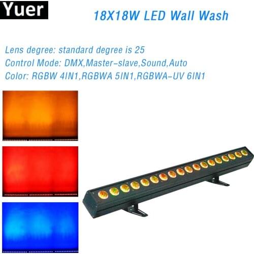 LED 18X18W Wall Washer Light DMX512 Control DJ Disco Bar Light Stage Party Decoration Background Light Effect Lighting Equipment