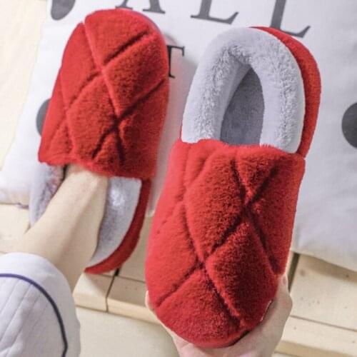 Warm Home Slippers For Men Winter Furry Short Plush Women Slippers Non Slip Bedroom Slippers Couple Soft Indoor Male Shoes