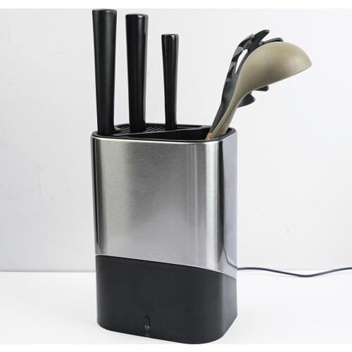XYj Universal Knife Block Stainless Steel Knives Stand For Kitchen Chef Knife with Scissors-Slot UV Disinfection Storage Holder