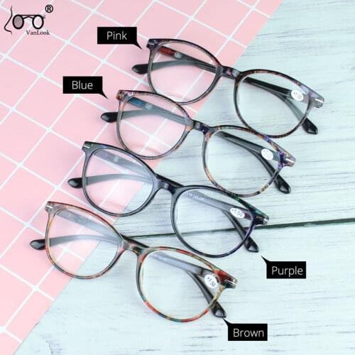 VANLOOK Spring Hinge Woman Reading Glasses For Men Round Frame Floral Cats Eye Presbyopic Glasses 1.5 2.0 2 3.5 4