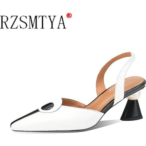 New Pointed Women Sandals 2021 Spring Summer Mid Heel Hollow Shoes Fashion Womens Shoes Obuv Zapatos Mujer Size 41
