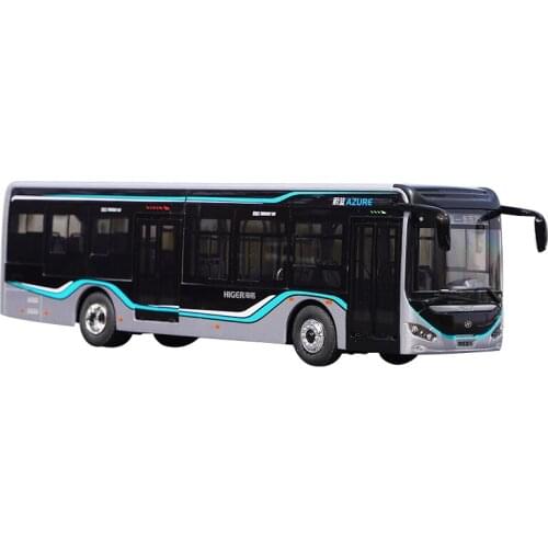 1/42 original alloy casting car model Suzhou Jinlong Haige blue car model new energy bus and bus collection display