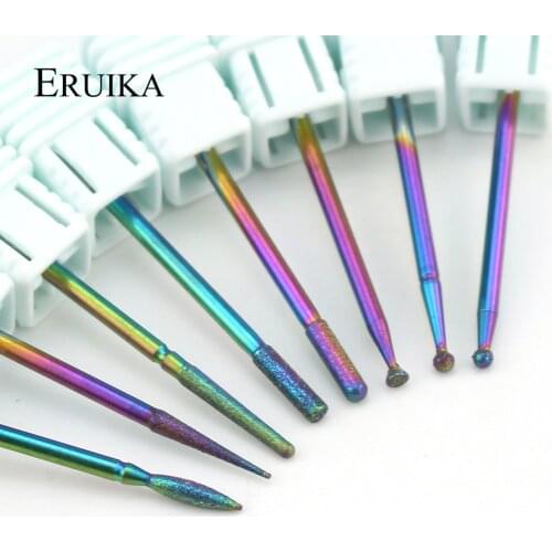 ERUIKA 1pcs Rainbow Diamond Nail Drill Cutter Clean Bits Milling Cutter for Electric Manicure Rotary Drill Nail Art Tools