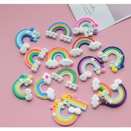 10pcs Polymer Clay Rainbow Clouds Ornaments DIY Craft Supplies Jewelry Hair Accessories Phone Shell Patch Arts Decor Materials