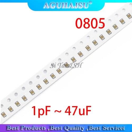 100pcs 100nF X7R Error 10% 50V 0805 0.1UF 104 1pF ~ 47uF SMD Thick Film Chip Multilayer Ceramic Capacitor