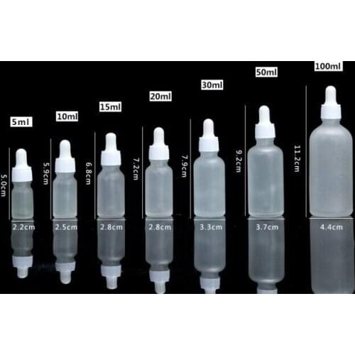 100pcs 5-100ml Refillable Dropper Bottle Frosted essential oil Glass Aromatherapy Liquid Drop for massage Pipette Bottles Jars
