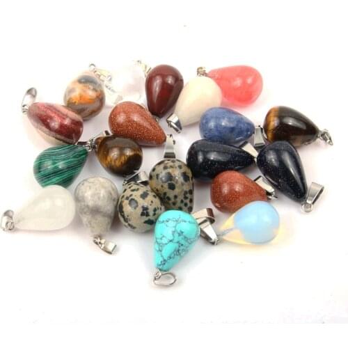 2pcs Natural Stone Agates Clear Quartzs Tiger Eye Damation Jaspers Pendant for Jewelry Making Necklace Women Gift Size 13x18mm