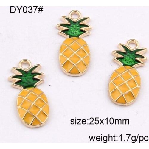 20PCS 25*10mm Gold Color Enamel Pineapple Charms Alloy Trendy Jewelry Pendant
