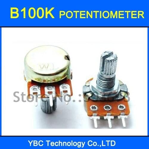 20pcs B100K 15MM 3 Pins Rotary Potentiometer Free Shipping