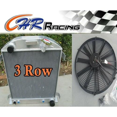 3 ROW fit 1932 FORD CHOPPED CHEVY ENGINE AT 32 Aluminum Radiator AND 16INCH FAN