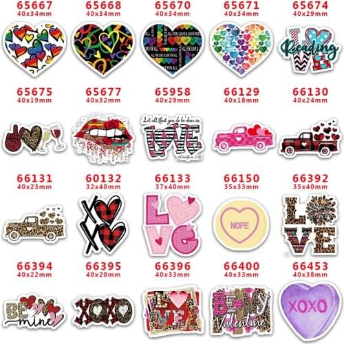 30pcs/lot Valentines Day Printed Planar Resin for Hair Bows Planar Resin PR65667