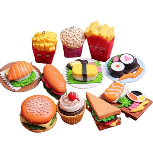 1pcs Popcorn French Fries Food Charms 3D Resin Cake Charms for Earring Jewelry Making Kawaii Cute Charm Keychain Accessories