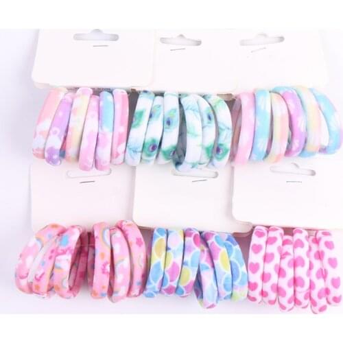 6PCS/Lot Girls Cute Color Hair Band Pink Print Dot Lovely Elastic Headband Good Quality Hair Holder Tie Gum