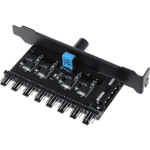 PC 8 Channels Fan Hub Cooling Fan Speed Controller for CPU Case HDD VGA PWM Fan PCI Bracket Power By 12V SATA/4Pin Fan P82A