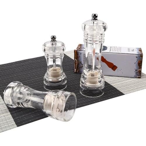 Acrylic Manual Pepper Mill and Salt Shaker Adjustable Ceramic Multi-purpose Cruet Kitchen Tool Kitchen Accessories
