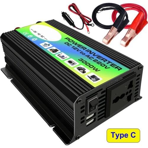 3000W 12V to 220V/110V Car Power Inverter Converter Charger Adapter Dual USB Voltage Transformer Modified Sine Wave