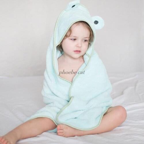 Newborn Baby Bathrobe Infant Baby Bath Towel 90*90cm Baby Towel Newborn with Hood Cartoon Coral Fleece Infant Towels Blanket