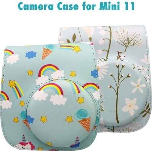 Besegad PU Leather Protect Case Cover Instant Film Camera Bag with Shoulder Strap for Fujifilm Instax Mini 11