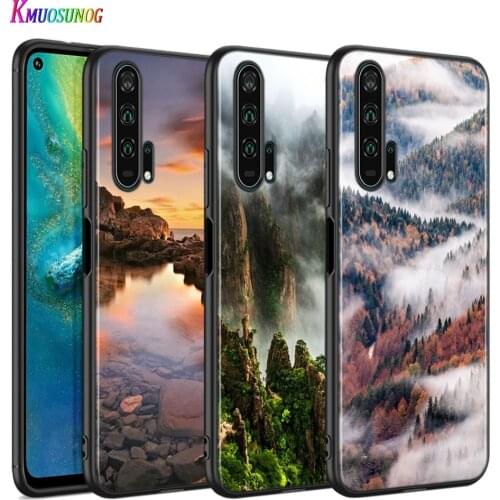 Black Silicone Cover Mountain Peak Forest for Huawei Honor 10i 9X 8X 20 10 9 Lite 8 8A 7A 7C Pro Lite Phone Case