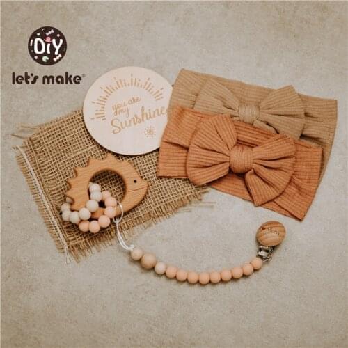 Lets make Silicone Pacifier Holder Baby Animal Wood Ring Pacifier Clips Silicone Beads Pacifier Chain Holder Baby Shower Gift