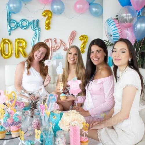 Gender Reveal Party Decoration Boy or Girl Balloon Baby Shower Blue Pink Confetti Latex Balloon Cake Toppers Kids Favor Supplies