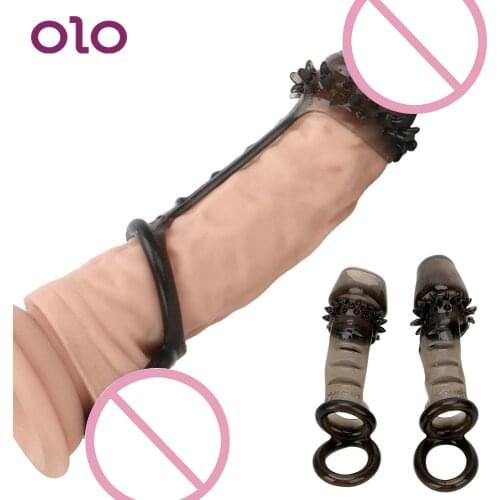 OLO Man Spike Dotted Condom Reusable Dildo Enlargement Extender Penis Ring Penis Sleeve Delay Ejaculation Adult Sex Toy