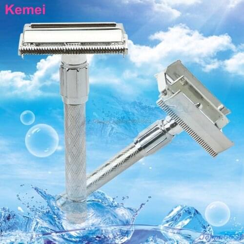 Hot Men Safety Silver Double Edge Blade Shaving Hair Razor Shaver w/ Blade #Y207E# Hot Sale