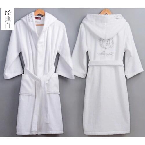 XXL Big Size Cotton Bathrobe Winter Hooded big size Thick warm Winter Dressing Gown Long Robe Wedding Robe