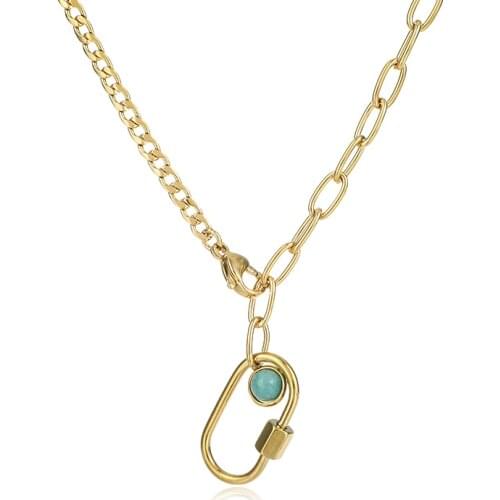 Exquisite Charm Pendant Necklace for Women New Design Stainless Steel Chain Necklace with Spiral Buckle Handmade Jewelry Gift