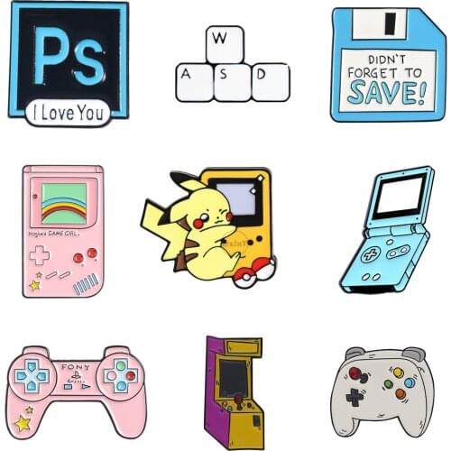 Computer Enamel Pins Cute Game Console Lapel Badges For Clothes U Disk Jewelry Collar Brooches Gifts Accessories For Friends