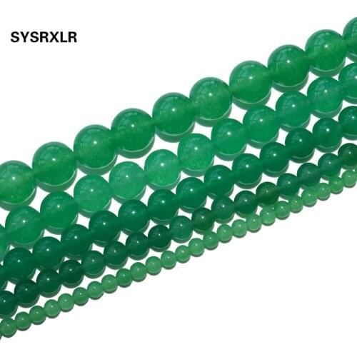 Free Shipping Natural Stones Green Jades Round Loose Beads 4 6 8 10 12 MM For DIY Jewelry Making Bracelet Necklace Material