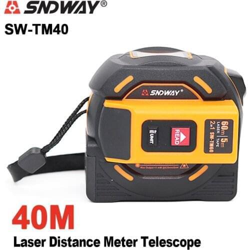 SNDWAY Laser Tape Measure 40m / 60m Laser Ranging Telescope Laser Continuous Measurement Multi-Function Hand Tool Rangefinder