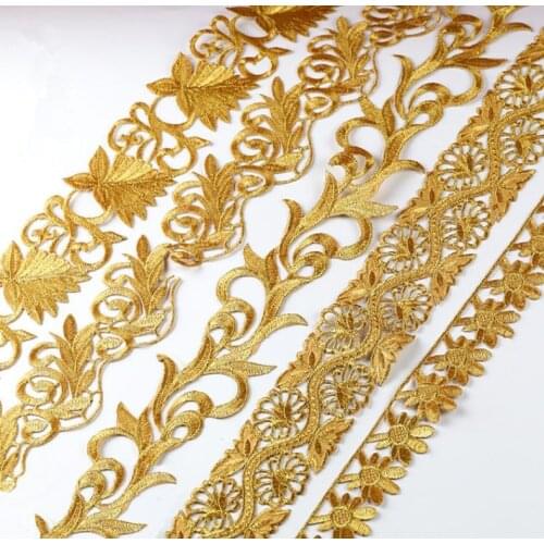 4 meters gold / silver embroidery lace trim ribbon width 4-7cm ribbons webbing decor DIY craft Clothing decals