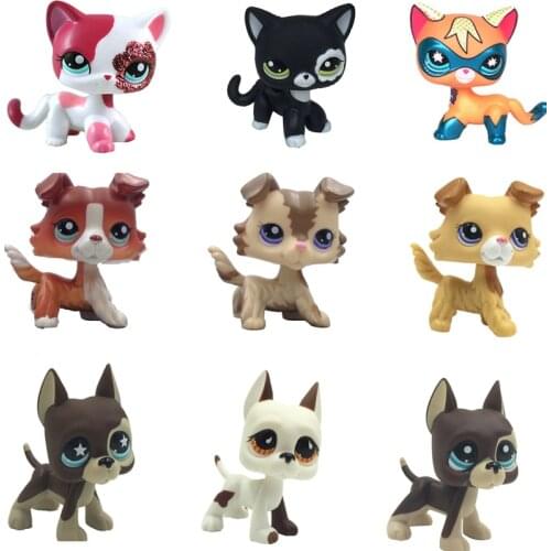 Lps cat Original pet shop toys Cat Dog Collie Great Dane Red Black White Real kids Gift