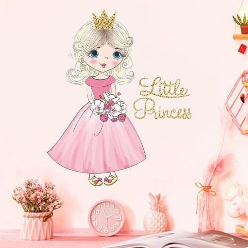 Cartoon pink skirt little princess Girls Room childrens room bedroom wardrobe commercial wall beautify decorative wall stickers