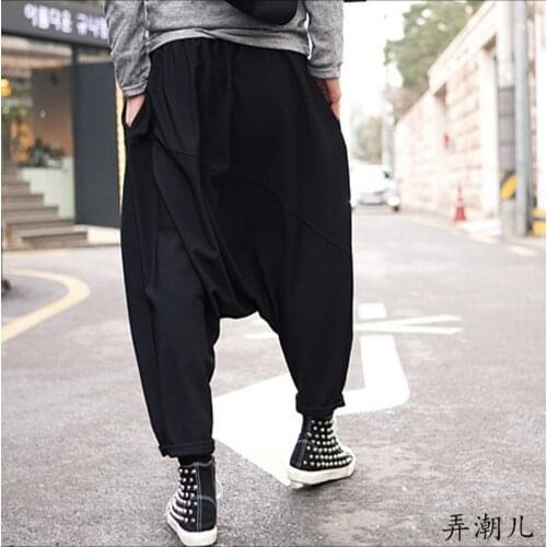 27-44 Men Trousers Casual Pants Low Crotch Loose Big Crotch Pants Wide Legs Pants Singer Costumes Korean Spring And Autumn New