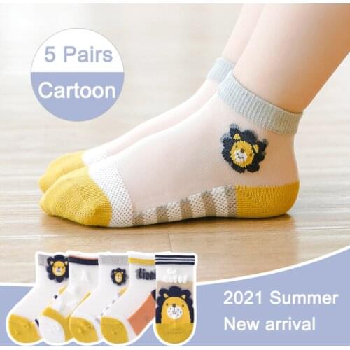 5 Pairs/set Summer Sock Newborn Accessories Cartoon Toddler Girl Boys Socks Kids Frilly Mesh Cute Socks Calcetines Bebe Verano