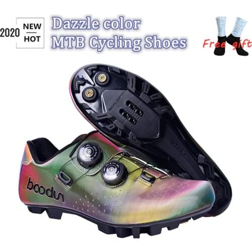 2020 New mtb cycling shoes outdoor riding professional bicycle sneakers dazzle color ultralight breathable self-locking shoes