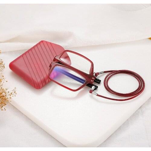 New folding case for mens anti-fatigue reading glasses portable ultra-thin glasses case Send hang rope
