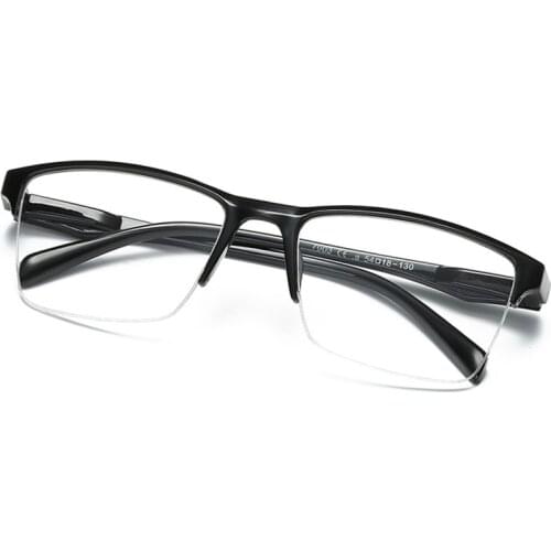 Half Frame Reading Glasses Presbyopic Eyewear Male Female Far sight Glasses Ultra Light Black with strength +75 to +400