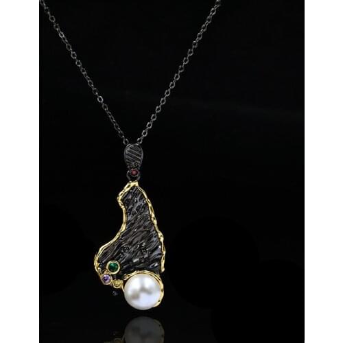 Original Design Bohemia Pearl 925 Sterling Silver Pendant Necklace Vintage Modern Zircon Clavicle Chains Female Wedding Jewelry