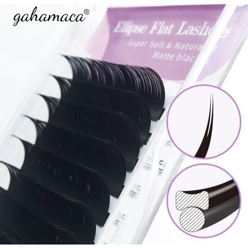 GAHAMACA Ellipse Flat Lashes soft Split-tips fake eyelash extension individual eyelashes nature flat ellipse eyelashes supplies