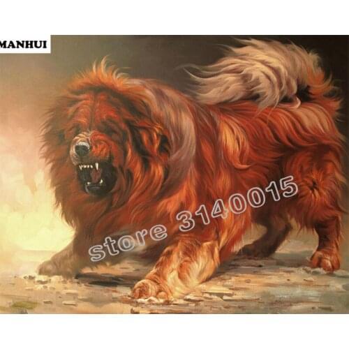 Full Square Diamond 5D DIY Diamond Painting Tibetan mastiff Embroidery Cross Stitch Rhinestone Mosaic Painting Decor Gift BFC090