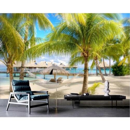 Custom photo 3d wallpaper HD beautiful scenery coconut tree beach 3d wall murals wallpaper for walls 3 d living room decor